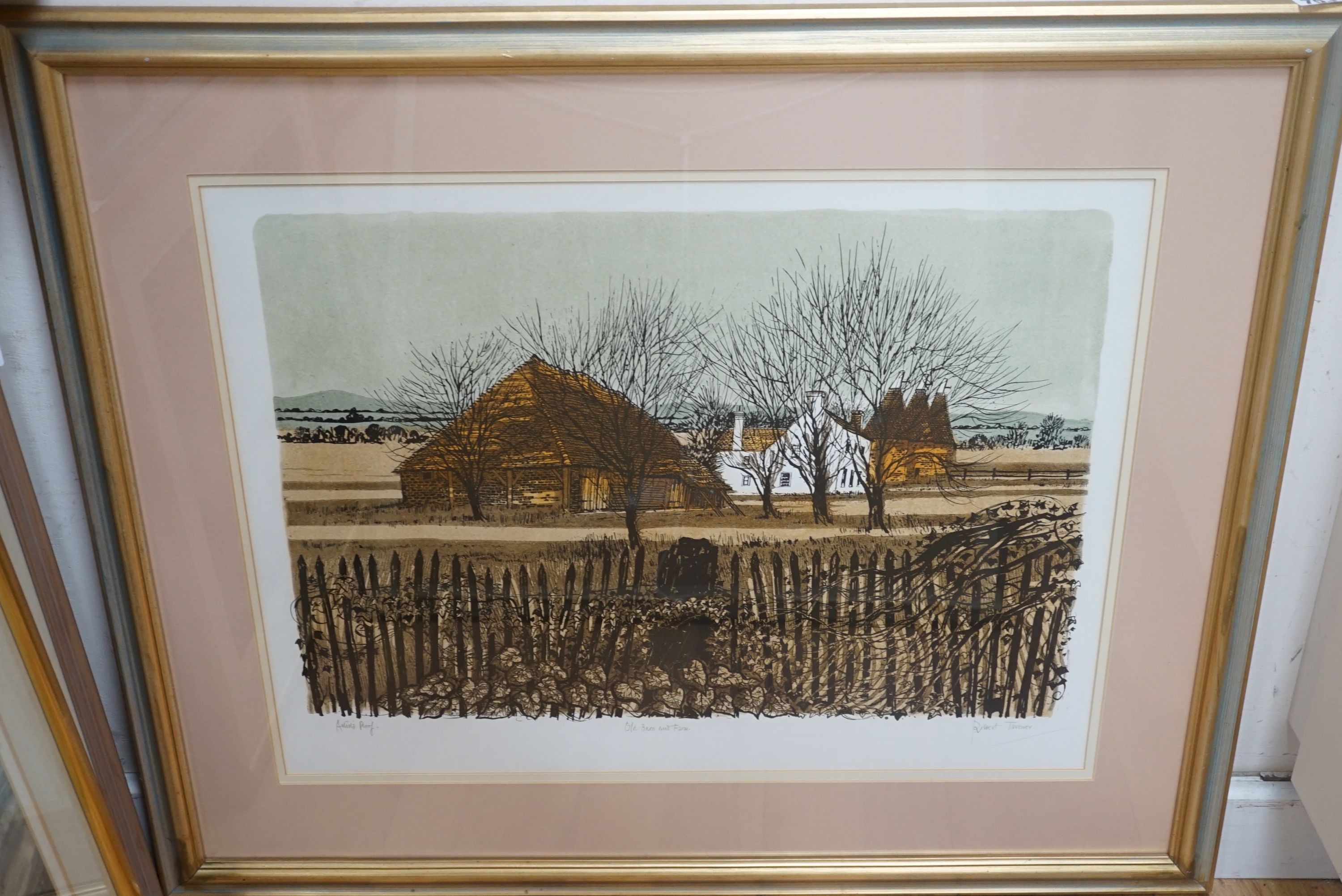 Robert Tavener, Old barn and farm, Artists proof lithograph, signed in margin, 48 x 62cm